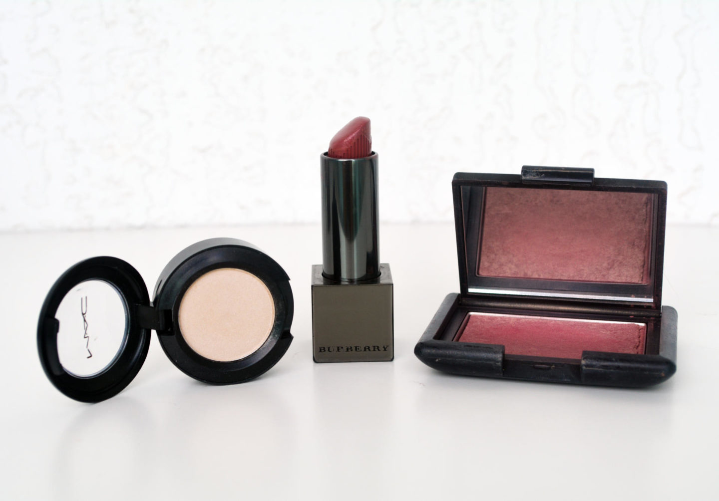 mac shroom burberry lipstick nars sin blush