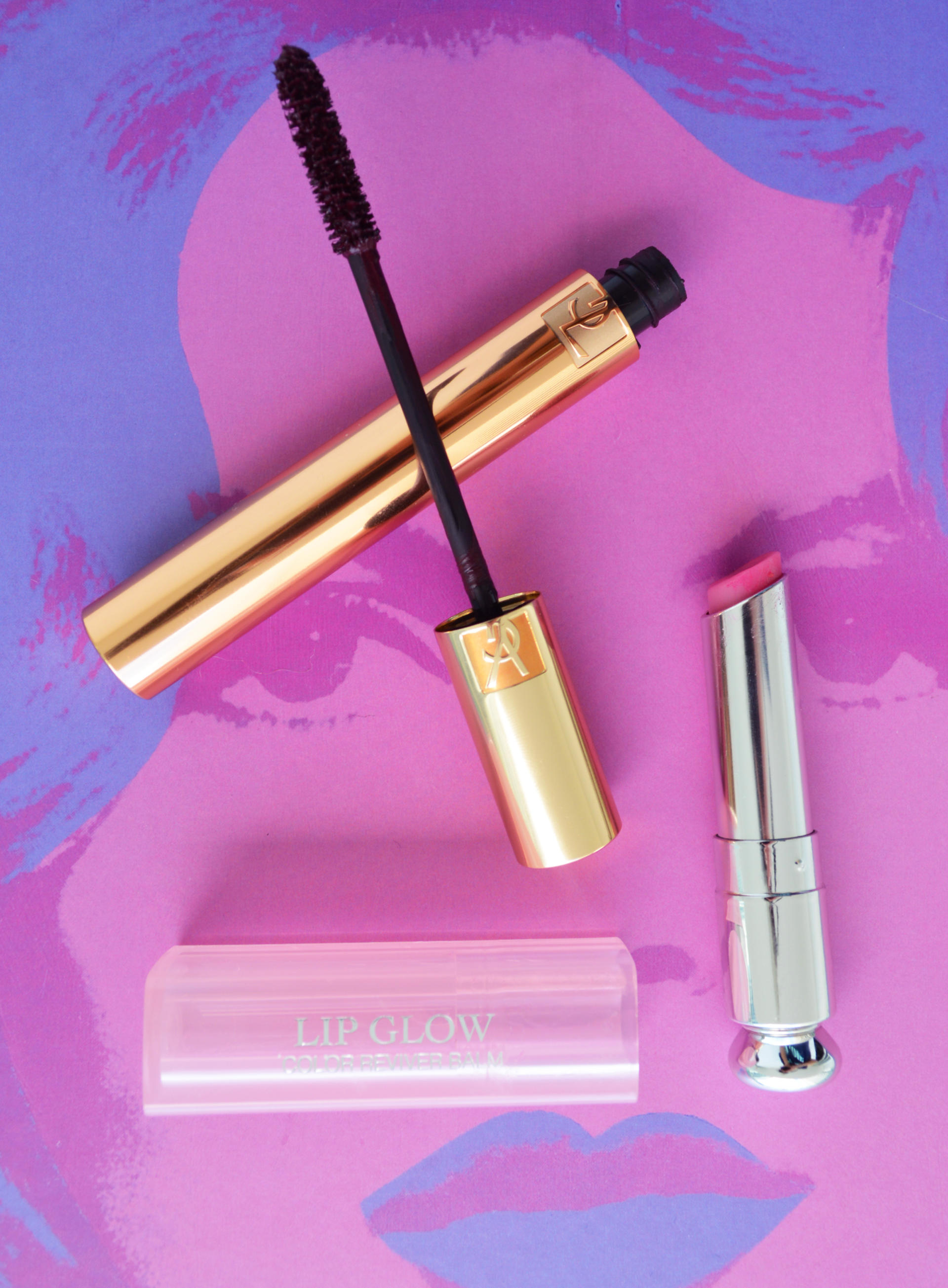 Dior Lip Glow Lilac, YSL Burgundy Mascara 