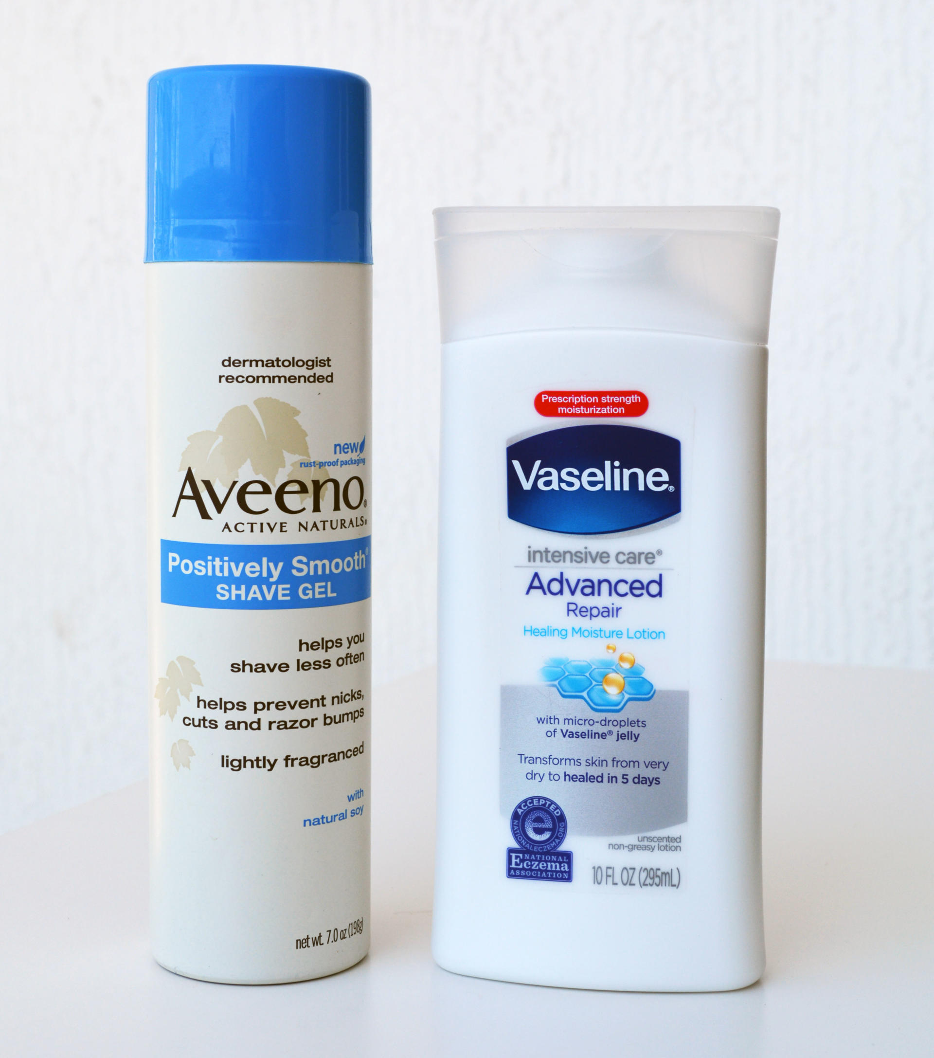 Aveeno Positively Smooth Moisturizing Shave Gel, Vaseline Intensive Care Advanced Repair Healing Moisture Lotion