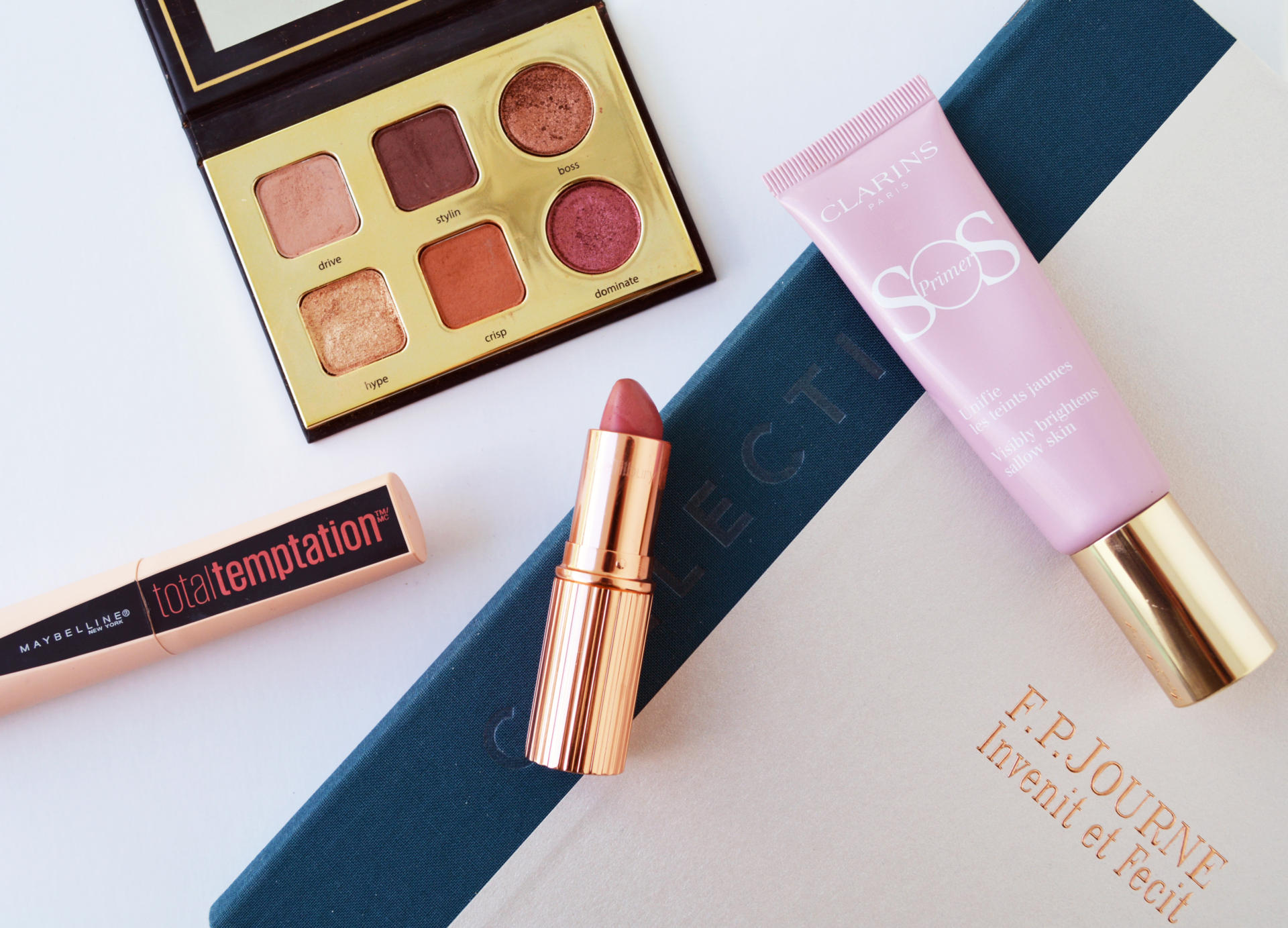 Charlotte Tilbury Matte Revolution Lipstick Pillow Talk, Maybelline Total Temptation Mascara 