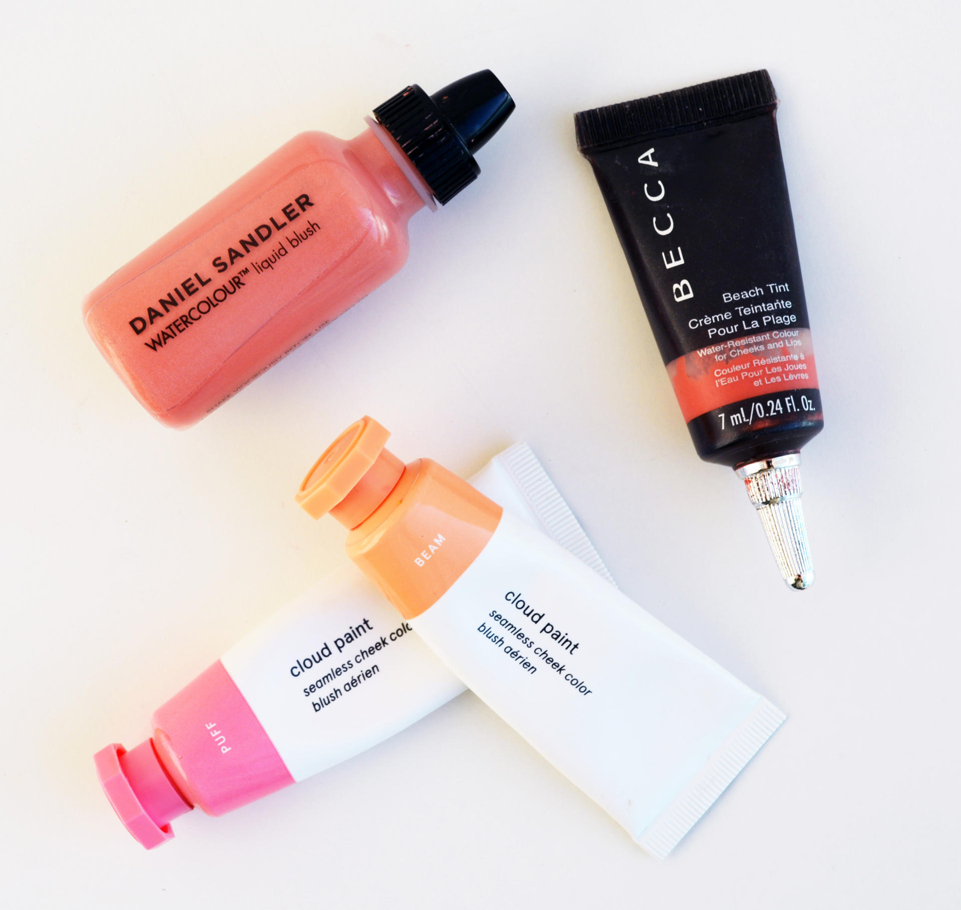 Daniel Sandler Watercolour Liquid Blush Rose Glow, Glossier Cloud Paints