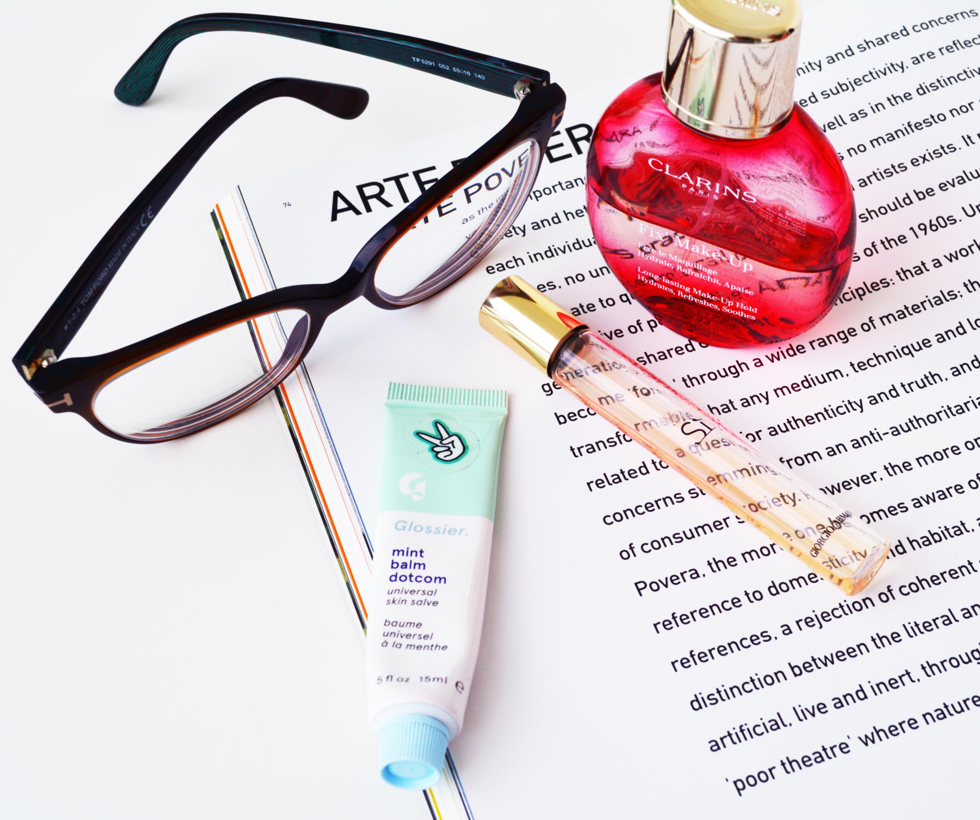 Armani Si, Tom Ford Eyeglasses, Glossier Mint Balm Dotcom