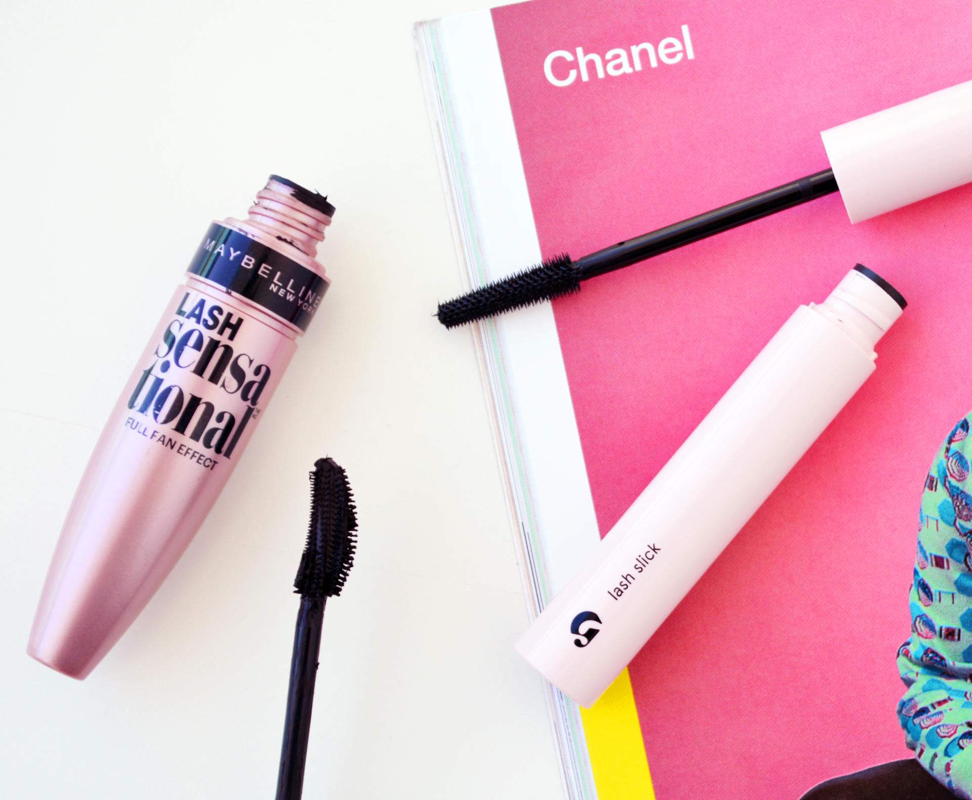 Glossier Lash Slick Mascara, Maybelline Lash Sensational Mascara